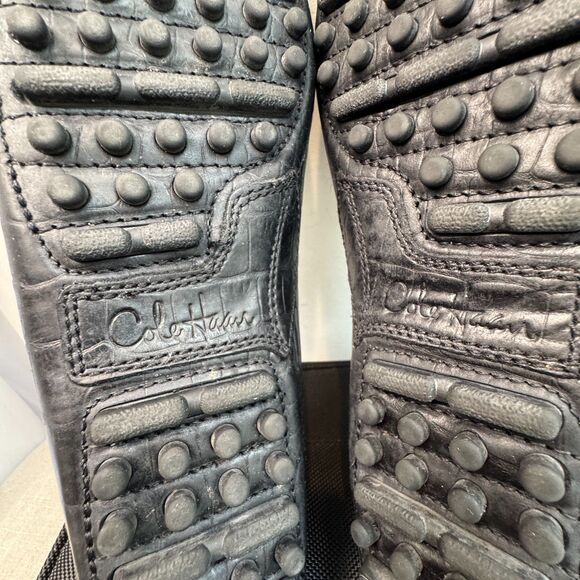 Cole Haan Air Black Crocodile Style Leather Driving Loafers C09254 SZ 9.5M